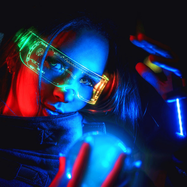 7 färger lysande LED-visirglasögon för fest, cosplay, Halloween