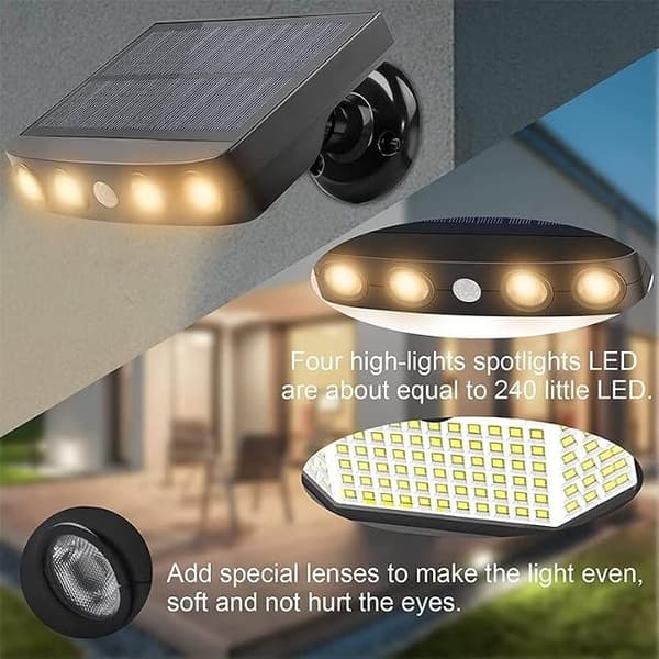 Solcellelampe - LED Lampe - Udendørslampe - Væglampe - Solcelle gadelampe - Sort