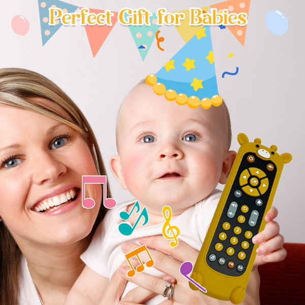 (Giraff) Mjuk silikon musikalisk bitring leksak för småbarn, bebisar, pojkar, flickor, 6-12 månader baby fjärrkontroll form Te