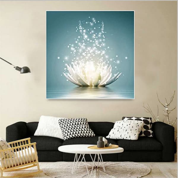 5D diamantmaling, kroklist magi av lotusblomsten brun,