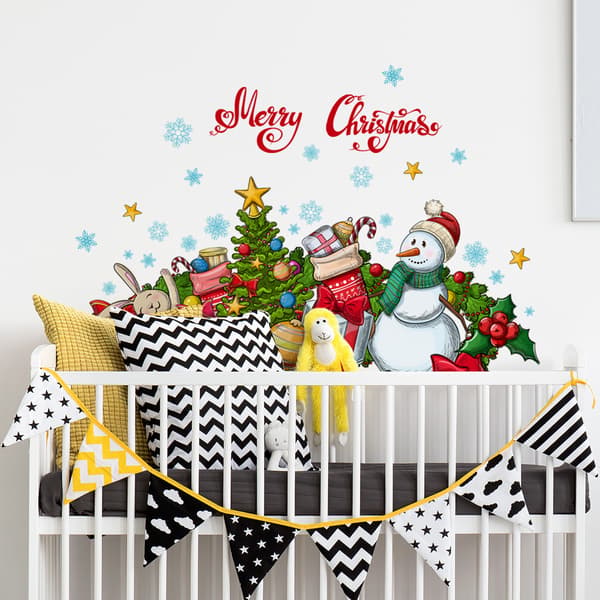 30*60cm, Jultomte snögubbe dekorativ väggdekal