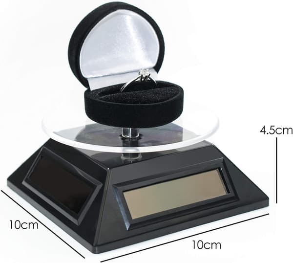 Roterende Display Stativ - Sort, Kunst Smykke Display, Drevet af Sol