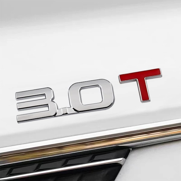 Nyt 3.0T Turbo Metal Bagklaps Emblem Badge Mærkat (11*2.5cm) passer til Audi Ford Hyundai
