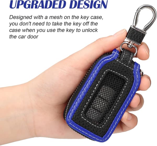 (Blå) Sæt af 1 Læder Bil Nøglekæde Etui Holder Bil Nøglekæde Holder Smart Etui