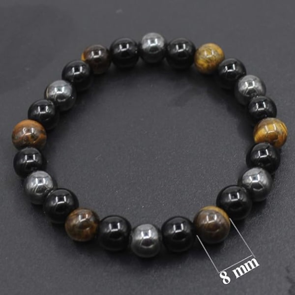 Triple Protection Tiger's Eye armbånd, hæmatit og sort obsidi