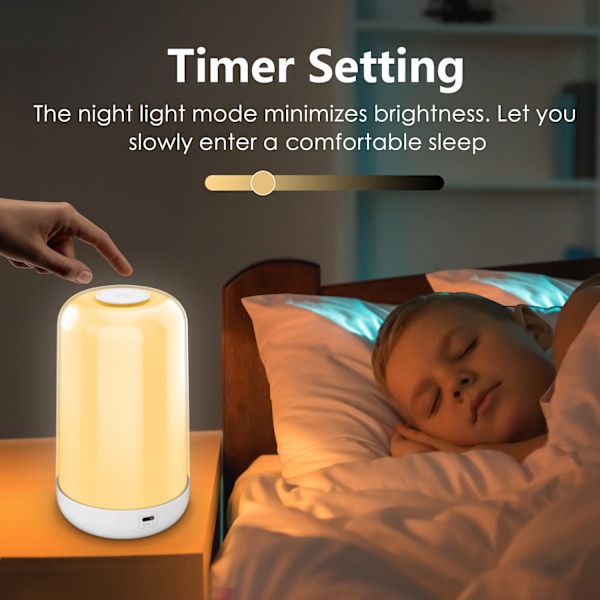 Multifunktionel Sengelampe, Dæmpbar Skrivebordslampe, Strømlinet Design