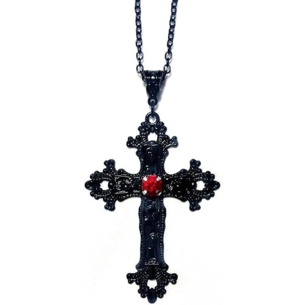 (Röd diamant) Y2K Chain Halsband Gothic Cross Halsband Gothic Cro
