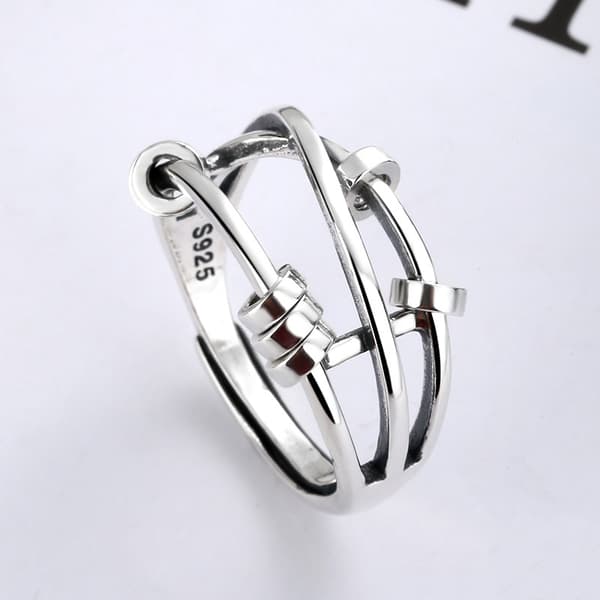 Ring S925 Sterling Sølv Mote Temperament Kvinnelig Tre Ringer