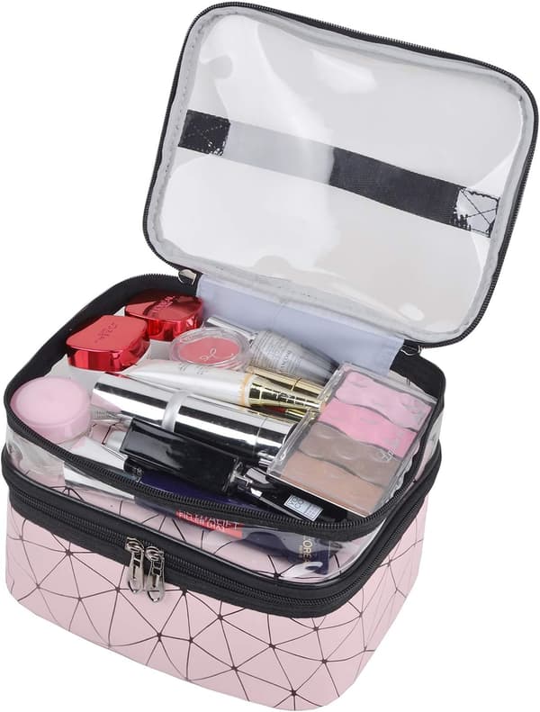 Dobbelt Kosmetikpose - Kosmetik Organizer - Pink
