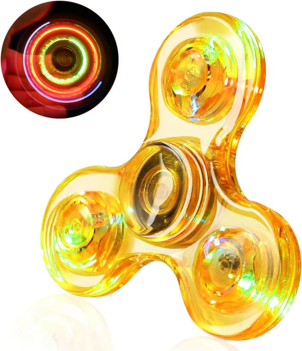 （Krystallgul）Krystall LED Lys Fidget Spinner for Barn, LED Lysende Fidget Spinner for