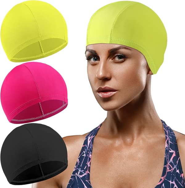 3 stk. elastiske badehetter, komfortabel badehette i stoff, unisex