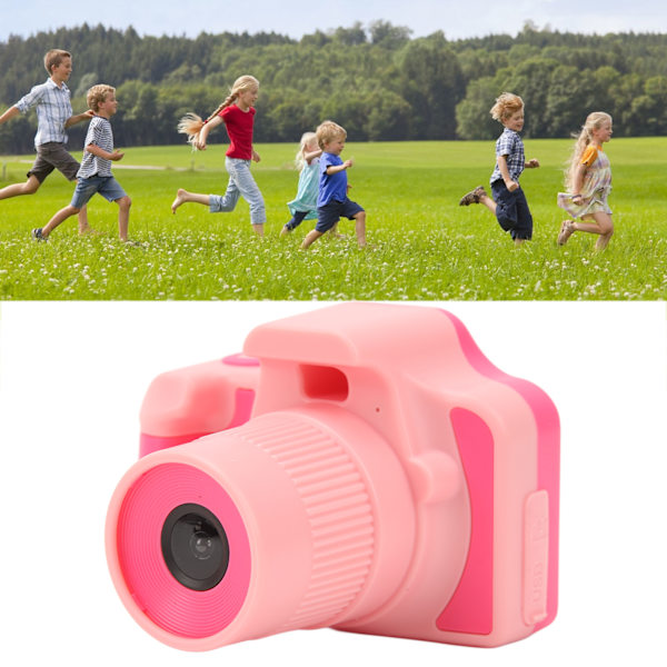 Barnekamera for selfie 2 tommer 5M 1080P HD Mini bærbar digital videokamera leketøy for småbarn Pink