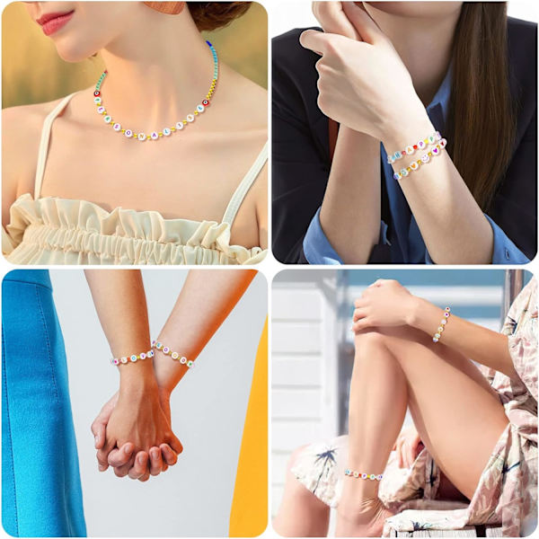 1400 kpl Kirjainhelmiä Ystävyysrannekkeiden Korujen Valmistussetti, 28 Kuviotyylia Aakkoshelmiä, Sekalaisia Värikkäitä Preppy-Helmiä Teineille Multicolor Letter White Bead