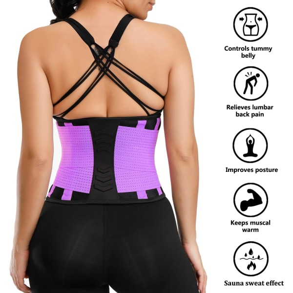 Midjetrenerbelte for kvinner - Midje Cincher Trimmer - Slanking Body Shaper Belte - Sportsbelte (UP gradert) purple M