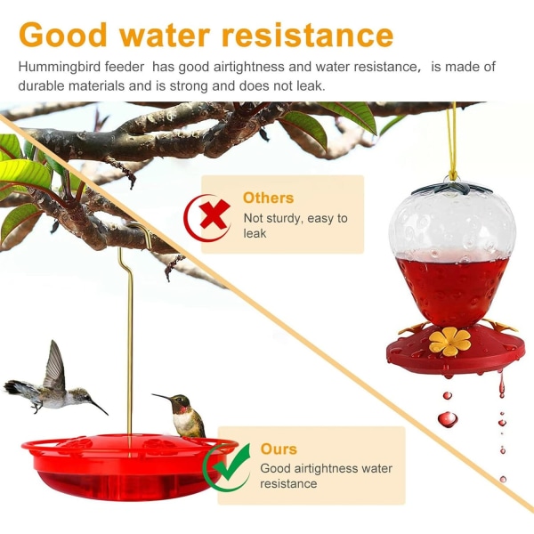 Hummingbird Feeders for Outdoors Hanging，Mary's Hummingbird Feeder with Perch and Built-in Ant Moat, 5 Feeder Ports,Easy to Clean, Perfect for Hangin