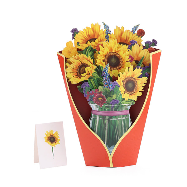 Freshcut paperista ponnahduskortit, auringonkukka, 12 tuuman Life Sized Forever Flower Bouquet 3D Popup onnittelukortit muistiinpanokortilla ja kirjekuorella