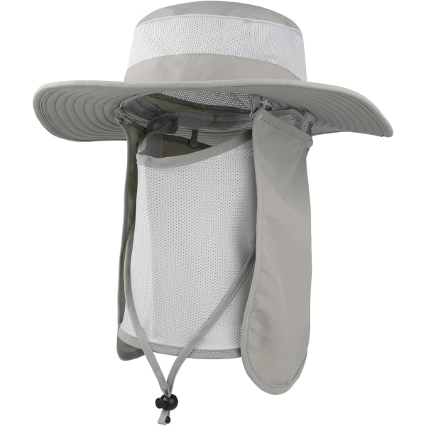 Outdoor Sun Hat UPF 50 Suojaus Vedenpitävä Kalastushattu Cover Kesä Kaulaläppähattu Light Gray