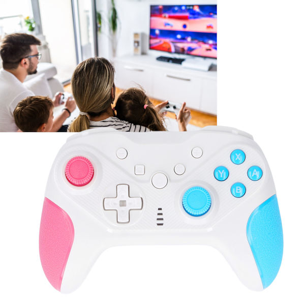 Trådløs Spilcontroller med 4 Programmerbare Knapper, 6-Akset Sensor, USB-Controller til Konsol, Pink Blå