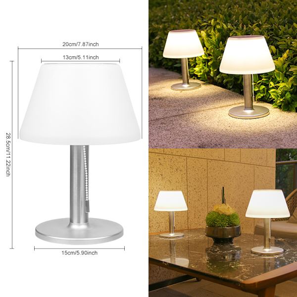 Solcelled Bordlampe LED Vanntett 3 Nivåer Justerbar Solcelledsklampe for Hjem Utendørs Hage