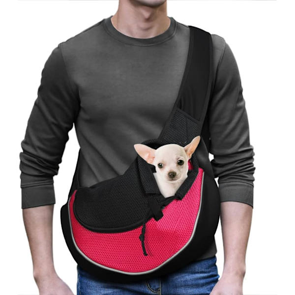 Bæresele til kæledyrshunde, åndbar mesh, rejse sikker bæresele til hunde og katte Pink Medium