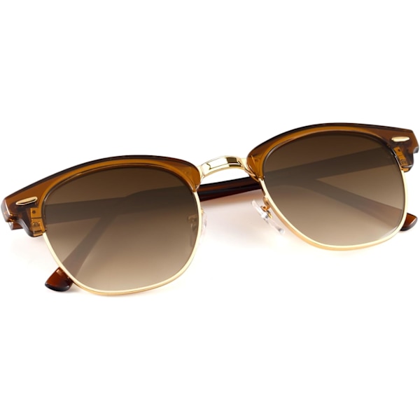 Polariserade solglasögon för män och kvinnor Halvramfria solglasögon för körning UV-blockerande Gradient Brown Gold Rim