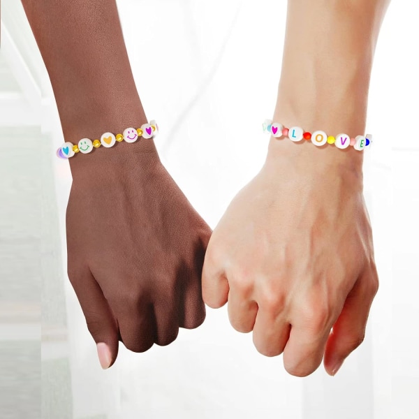 1400 kpl Kirjainhelmiä Ystävyysrannekkeiden Korujen Valmistussetti, 28 Kuviotyylia Aakkoshelmiä, Sekalaisia Värikkäitä Preppy-Helmiä Teineille Multicolor Letter White Bead