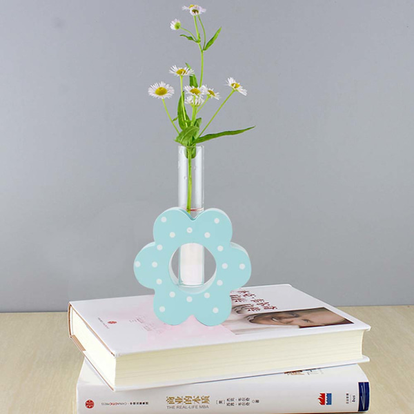 Pieni puinen maalaismainen koeputki lasikukkaistutuspöydän koriste Flower