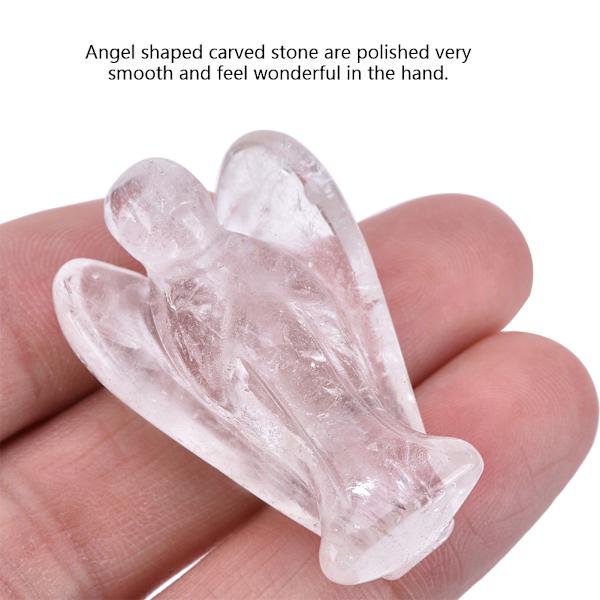 Kaunis luonnollinen kirkas kvartsikristalli parantava voima veistetty enkelihahmo Rock Crystal