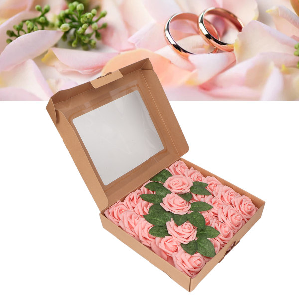 25 kpl Tekoälykukkia Real Looking Rose 3 tuuman halkaisijaltaan 7 tuuman varrella Pehmeät Väärennetyt Ruusut Juhliin Hääkoristeluun Pink