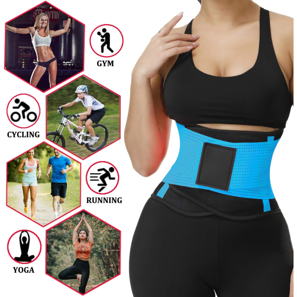 Midjetrenerbelte for kvinner - Midjetrener Trimmer - Slankende Body Shaper-belte - Sport Girdlesbelte (UP Graded) Z1-blue L