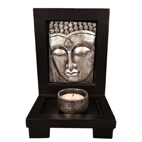 Buddha rökelsehållare Utsökt vacker Zen stenljushållare för hotell Skönhetssalong Dekorera Silve