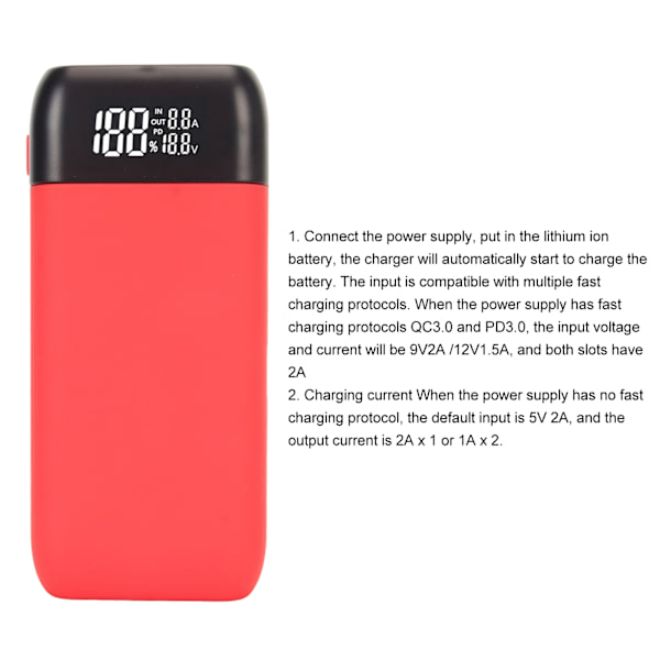 Lii MP2 18650 21700 Batteriladdare Powerbank Digital Display QC3.0 Snabbladdning Typ C Ingång Bärbar Mobil Strömförsörjning