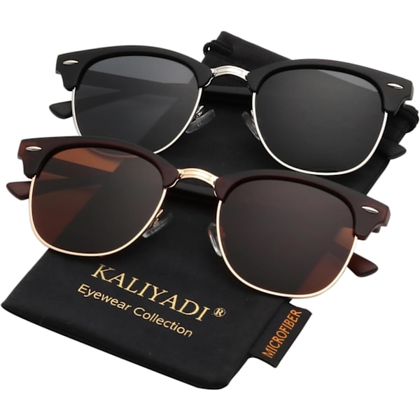 Polarisoidut aurinkolasit miehille ja naisille, puolireunattomat kehykset, ajolasit, UV-suoja Brown & Black