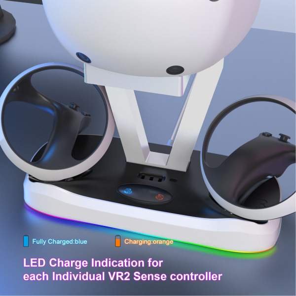 Magnetisk Opladningsbase med RGB-lys Hurtig Opladning Opbevaring Ladestation til PSVR2 Spilkonsol