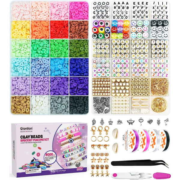 Armbandssats med lera-pärlor, 2-pack med färgglada lera-pärlor, bokstavspärlor, distanspärlor och berlocker för vänskaps-smycken, konst och hantverk