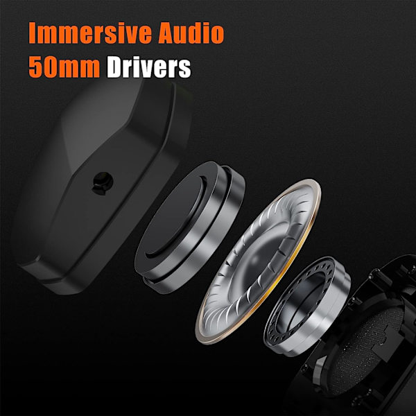 G06 Dubbla Trådlösa Spelheadset med Mikrofon för PS5, PS4, PC, Mobil, Switch: 2.4GHz Trådlös + Bluetooth - 100 Timmars Batteri - 50mm Drivrutiner - Oran Orange
