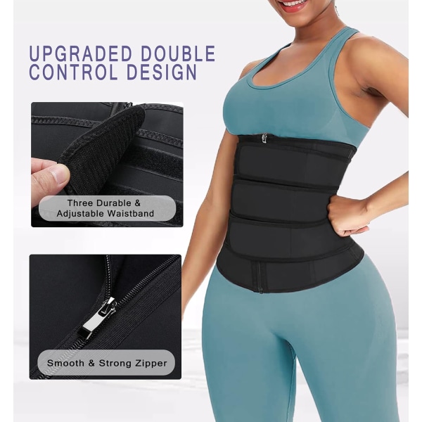 Waist trainer för kvinnor Latex Underbust JSculpt dubbelt träningsbälte Workout Sportgördel D-black (Triple Straps) L