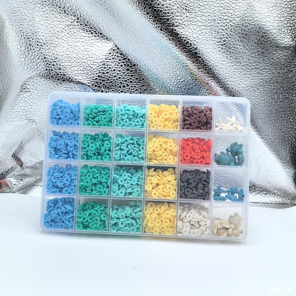Armbåndssett 2400stk 24 rutenett leireperler barnas perleleker DIY håndlaget jente håndlaget armbånd halskjede smykker, armbånd og smykkefremstilling