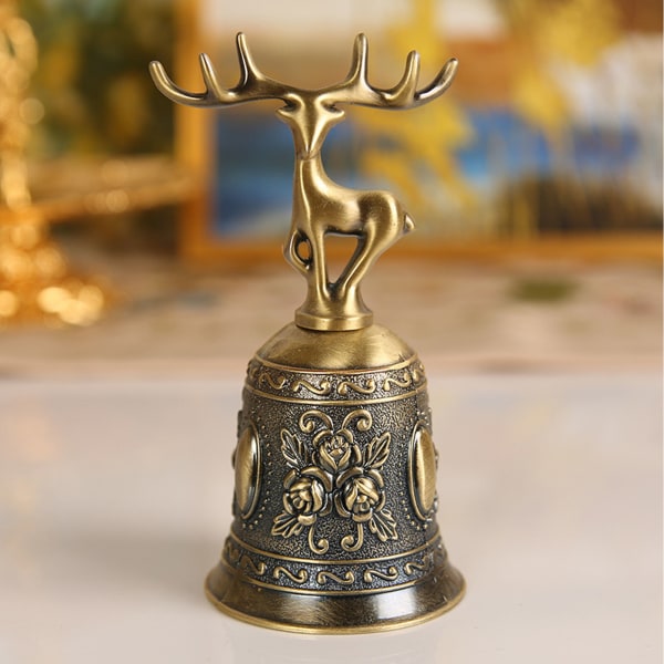 Deer Shape Hand Bell Vintage Plating Process Rustproof Polert Finish Metal Hand Bell for spisebord Bronze