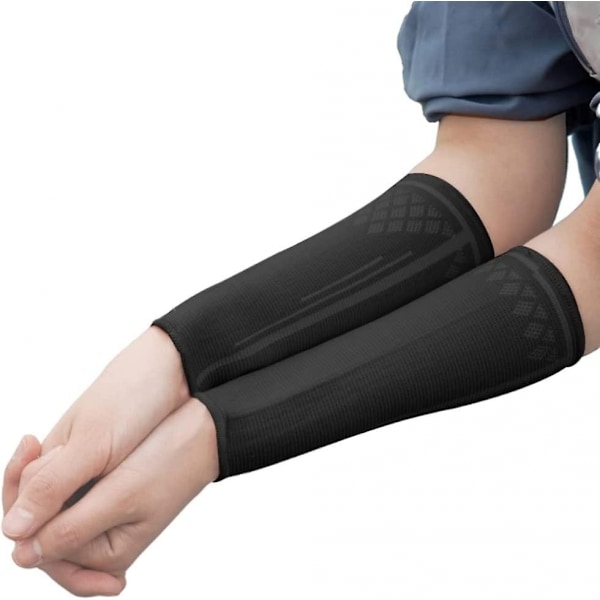Sports Basketboll Volleyboll Badminton Kompression Arm Armbåge Pads Arm Sleeve, Kompression Arm Värmare Underarmsskydd (Svart, L)