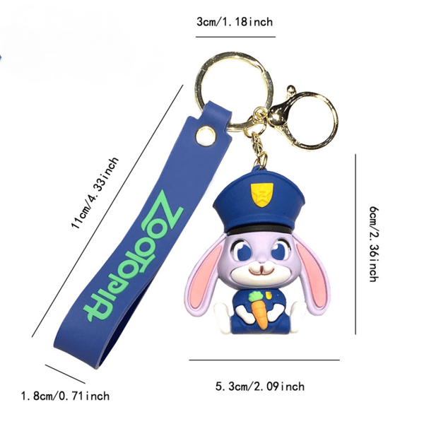 Zootopia Hopps Polis Nyckelring - Söt Kanin Karaktär Väskberlock med Zootopia Rem Flash2