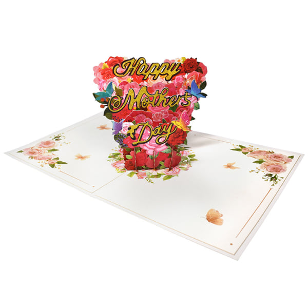 Hyvää äitienpäiväkorttia - 3D kukka Flora Bouquet -tervehdyskortti - 3D Pop Up äitienpäiväkortti - Käsintehty 3D Pop Up -onnittelukortti hänelle