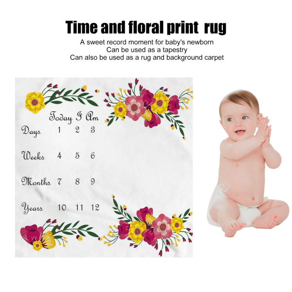 Månatlig milstolpe för baby Innovativt roligt print Nyfödd fotobakgrundsduk för fotorekvisita