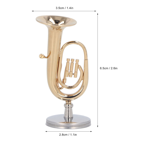Miniatyr Tuba Modell Messing Forgylt Euphonium Mini Miniatyr Tuba Musikk Instrument Modell Gave Med Base