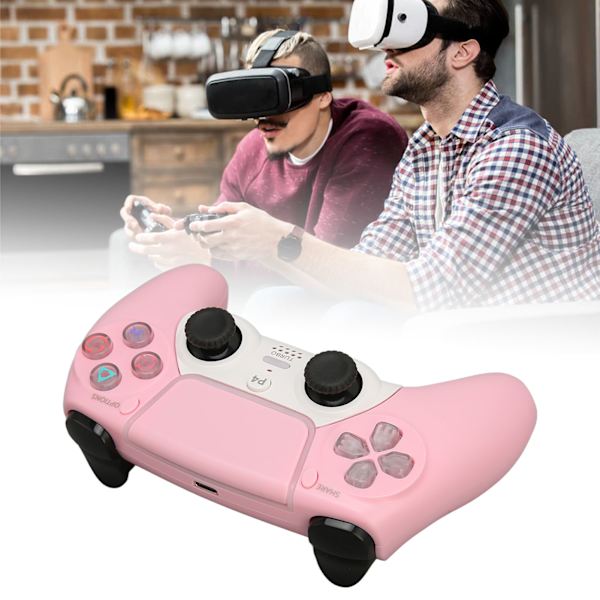 Bluetooth-kontroller Oppladbar Trådløs Spillkontroll Joystick for PS4 for PS5 for Windows 7 8 10 PC Tablet Rosa