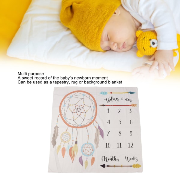 Baby Milestone-peitto Pehmeä Mukava Söpökuvioinen Pestävä Baby Kuukauden Peitto Valokuvaustarvikkeita varten