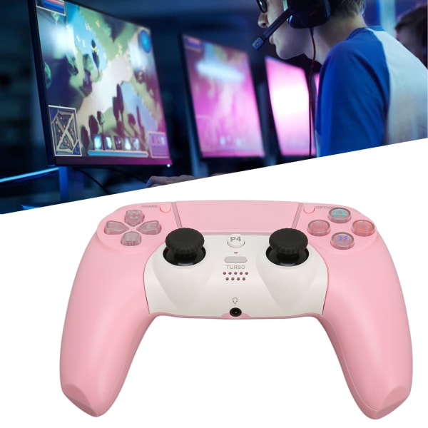 Bluetooth-kontroller Oppladbar Trådløs Spillkontroll Joystick for PS4 for PS5 for Windows 7 8 10 PC Tablet Rosa