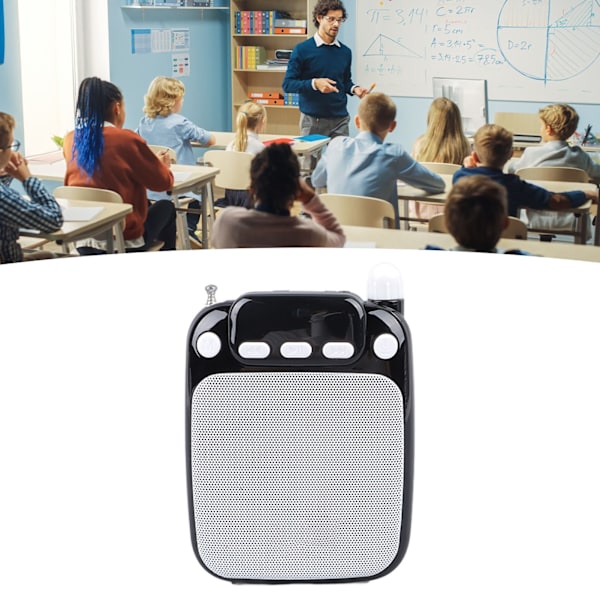 Röstförstärkare Bärbar Uppladdningsbar Bluetooth Röstförstärkare med Trådbunden Mikrofonheadset för Lärare Guide Black