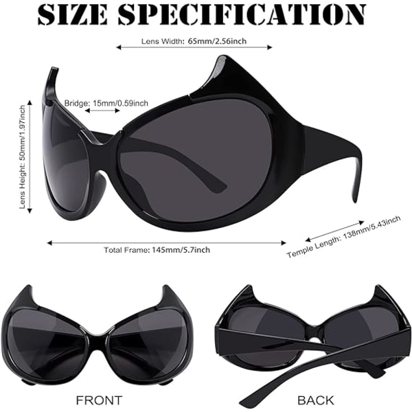Överdimensionerade Cat Eye-solglasögon för kvinnor,Söta modeomslagssolglasögon,Trendiga Y2k-solglasögon Vintage solglasögon