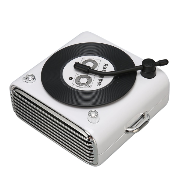 Bluetooth 5.0-högtalare i vinylspelar-stil, gammaldags klassisk stil, hög volym, trådlös Bluetooth-högtalare White